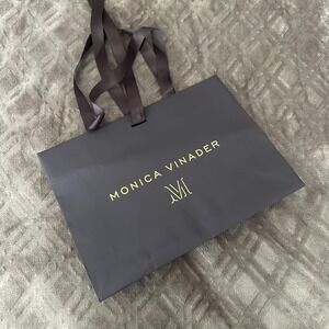 Monica Vinader Brown Paper Shopping Gift Bag Large Grosgrain Ribbon Handles Logo